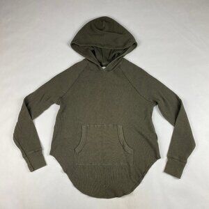 Aritzia TNA Green-Brown Hooded Long Sleeve Waffle Knit Shirt Women's XXS